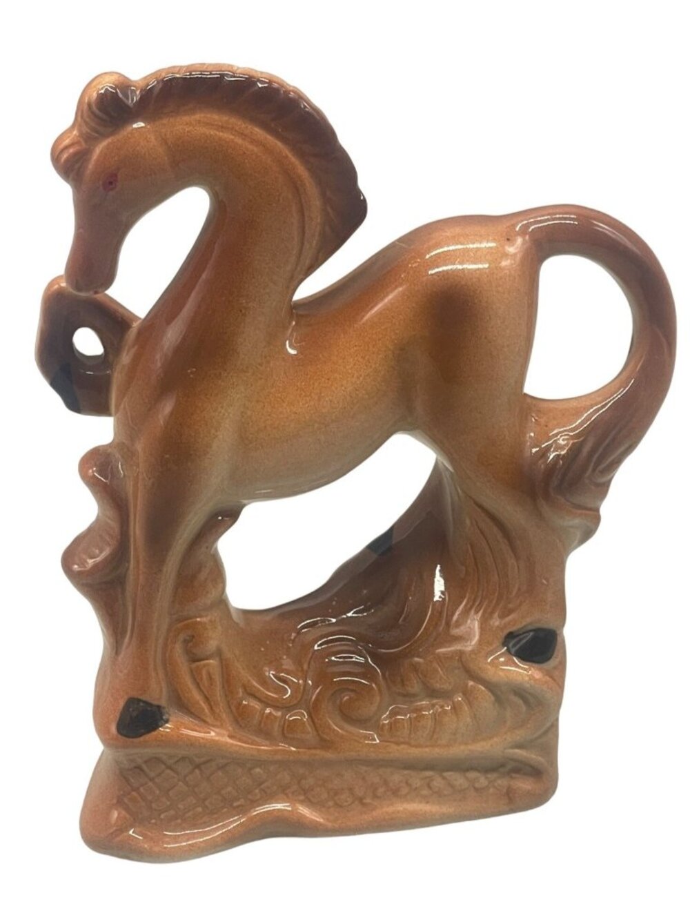Vintage Art Deco Horse Statue Figurine Ceramic Porcelain brown 6x4.5" brown READ